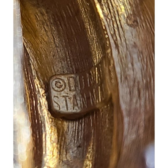 Donald Stannard Black White Gold Large Chunky Enamel Clip Earrings Half Hoop - Picture 11 of 14